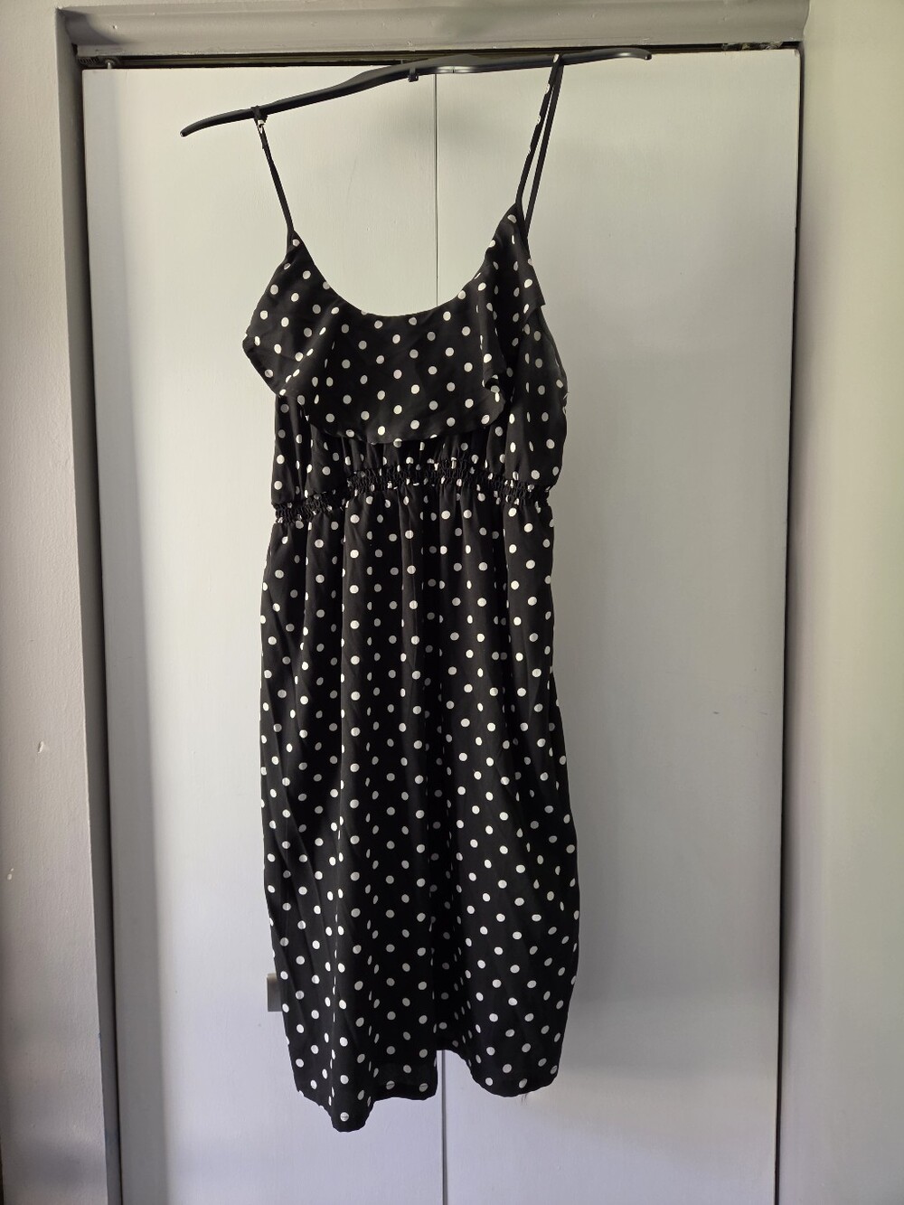 Maternity Black Polka Dot Spaghetti Strap Dress